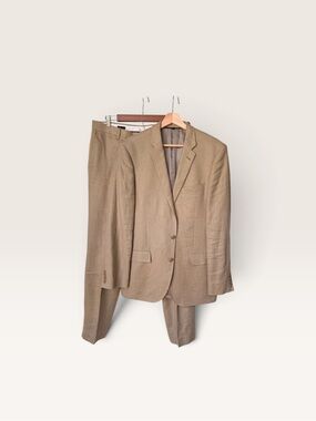 J.Crew Full Ludlow Linen Suit in Camel Tan Pants/Jacket, size 40 L Baird McNutt
